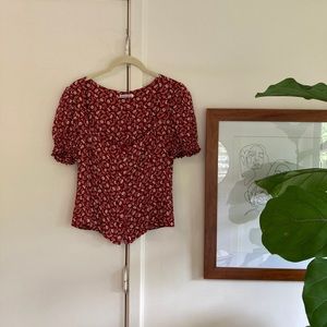 Reformation Puff Sleeve Button Front Blouse